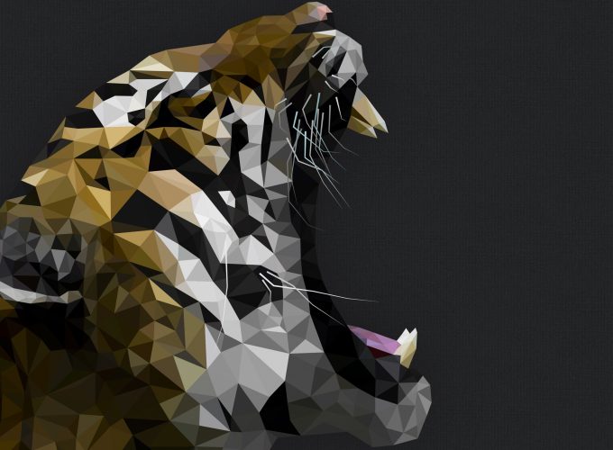 Wallpaper Tiger, Polygon, roar, art, Animals 411319832